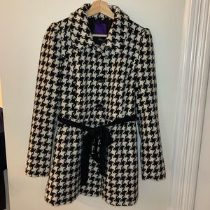 Forever 21 Black White Wool Blend Houndstooth Jacket Large